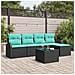 Set di divani con cuscino 6 pcs Nero e Turchese polyrattan - Foto miniatura 2