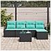 Set di divani con cuscino 6 pcs Nero e Turchese polyrattan - Foto miniatura 3