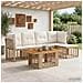 Set Divano da Giardino 6 pz Naturale e Bianco Crema polyrattan - Foto miniatura 3