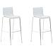 2 Sgabelli Alti HOOVER in Polipropilene - Set 2 Sgabelli Bar Design I Sedie Sgabello con Schienale I Sgabelli Ergonomici Bianco Cromato - Foto miniatura 1