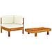 Set Divani Giardino 2 pz Cuscini Bianco Crema in Legno d'Acacia - Foto miniatura 1