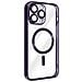 Cover Magsafe Per Iphone 14 Pro Silicone Protezione Fotocamera Bordo Viola - Foto miniatura 4