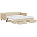 Divano Letto Estraibile Con Cassetti Crema 100x200cm In Tessuto - Foto miniatura 1