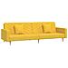 Divano Letto A 2 Posti Con 2 Cuscini Giallo In Tessuto - Foto miniatura 1