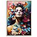 Dipinto Su Tela Marty A Donna Con Fiori E Farfalle, 62x92 Cm - Foto miniatura 1