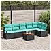 Set Divano da Giardino con cuscino 7 pcs Nero polyrattan - Foto miniatura 2