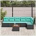 Set Divano da Giardino con cuscino 7 pcs Nero polyrattan - Foto miniatura 3