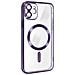 Cover Magsafe Per Iphone 11 Silicone Protezione Fotocamera Bordo Cromato Viola - Foto miniatura 4