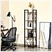 Libreria Stile Industriale A 5 Scaffali In Legno E Acciaio, 40x30x154cm, Marrone Rustico - Foto miniatura 2