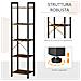 Libreria Stile Industriale A 5 Scaffali In Legno E Acciaio, 40x30x154cm, Marrone Rustico - Foto miniatura 5
