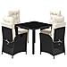 Set da Pranzo da Giardino 5 pz Nero con Cuscini in Polyrattan - Foto miniatura 1