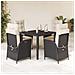 Set da Pranzo da Giardino 5 pz Nero con Cuscini in Polyrattan - Foto miniatura 8