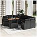 Set Divano da Giardino  9 Pezzi con Cuscini Nero Polyrattan, Divano da Giardino  a 2 Posti con Contenitore & Cuscini Nero Polyrattan - Foto miniatura 2