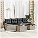 Set divano giardino 6 pezzi con cuscini grigio chiaro in rattan sintetico,  Divano giardino 2 posti con spazio di stoccaggio e cuscini grigio chiaro in rattan sintetico - Foto miniatura 2