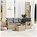 Set Divano da Giardino 5 pz con Cuscini Beige in Polyrattan - Foto miniatura 2