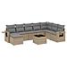 Set Divano da Giardino 9 pz con Cuscini Beige in Polyrattan - Foto miniatura 1
