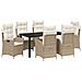 Set da Pranzo per Giardino 7 pcs Beige polyrattan - Foto miniatura 1