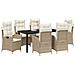 Set da Pranzo per Giardino 7 pcs Beige polyrattan - Foto miniatura 3