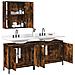 Set Mobili da Bagno 3 pz Rovere Fumo in Legno Multistrato - Foto miniatura 4