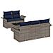 Set Divano da Giardino 6 pcs Grigio e Blu Navy polyrattan - Foto miniatura 1