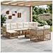 Set Divano da Giardino 10 pz Naturale e Bianco Crema polyrattan - Foto miniatura 5