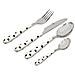 Set Servizio 24 Posate Pois Bianco In Acciaio Con Forchette Cucchiaio Coltello - Foto miniatura 3