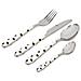 Set Servizio 24 Posate Pois Bianco In Acciaio Con Forchette Cucchiaio Coltello - Foto miniatura 6