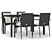 Set Da Pranzo Da Giardino 5 Pz Nero Con Cuscini In Polyrattan - Foto miniatura 2