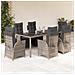 Set da Pranzo da Giardino 9 pz con Cuscini in Polyrattan Grigio - Foto miniatura 5