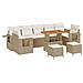 Set di Divani da Giardino a 10 Pezzi con Cuscini Beige in Rattan Poliestere Acacia, Set da Pranzo da Giardino a 3 Pezzi con Cuscini Beige in Rattan Poliestere Acacia - Foto miniatura 1