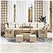 Set di Divani da Giardino a 10 Pezzi con Cuscini Beige in Rattan Poliestere Acacia, Set da Pranzo da Giardino a 3 Pezzi con Cuscini Beige in Rattan Poliestere Acacia - Foto miniatura 3