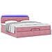 Struttura Letto Pouf con Materassi Rosa 200x200 cm Velluto - Foto miniatura 3