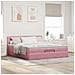 Struttura Letto Pouf con Materassi Rosa 200x200 cm Velluto - Foto miniatura 4