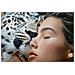 Dipinto Su Tela Moira A Donna Con Leopardo Delle Nevi, 52x102 Cm - Foto miniatura 2