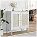 Credenza Senja Aspetto Rattan Bianco 80x35x80 Cm Massello Pino - Foto miniatura 1