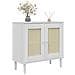 Credenza Senja Aspetto Rattan Bianco 80x35x80 Cm Massello Pino - Foto miniatura 3