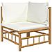 Set Salotto da Giardino 2pz con Cuscini Bianco Crema in Bambù - Foto miniatura 6
