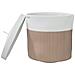 Cestino Portaoggetti Coperchio Marrone e Bianco Ø40x35cm Cotone - Foto miniatura 4