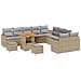 Set Divano da Giardino con cuscino 13 pcs Beige Poly Rattan - Foto miniatura 1