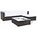 Set Divani da Giardino 5 pz con Cuscini in Polyrattan Marrone - Foto miniatura 4