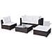 Set Divani da Giardino 5 pz con Cuscini in Polyrattan Marrone - Foto miniatura 5