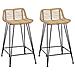 Sgabello da bar 2 pcs Naturale 44 x 45 x 76 cm Rattan e acciaio - Foto miniatura 1