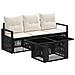 Set Divano da Giardino 4 pz Nero e Bianco Crema polyrattan - Foto miniatura 1