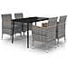 Set Da Pranzo Per Giardino 5 Pz Con Cuscini Polyrattan E Vetro - Foto miniatura 2
