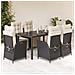 Set da Pranzo da Giardino 7 pz Nero con Cuscini in Polyrattan - Foto miniatura 5