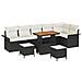 Set Divano da Giardino  9 pezzi con Cuscini Nero Rattan Sintetico Acacia, Divano da Giardino  2 posti con Storage e Cuscini Nero Rattan Sintetico, Set di Mobili da Giardino  3 pezzi con Cuscini Nero Rattan Sintetico Acacia - Foto miniatura 1