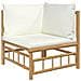 Set Salotto da Giardino 2pz con Cuscini Bianco Crema in Bambù - Foto miniatura 6