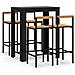 Set Bar Giardino 5 pz Nero Polyrattan e Legno Massello Acacia - Foto miniatura 1