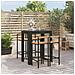 Set Bar Giardino 5 pz Nero Polyrattan e Legno Massello Acacia - Foto miniatura 2