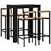 Set Bar Giardino 5 pz Nero Polyrattan e Legno Massello Acacia - Foto miniatura 3